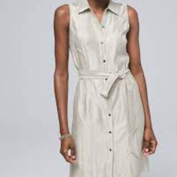 White House Black Market Dresses & Skirts - WHBM Gold Metallic Belted Shirt Dress sz 6